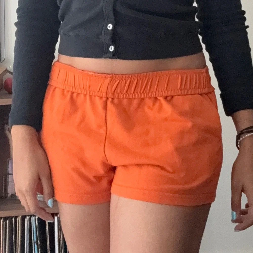 SHEIN Orange French Terry Elastic Waist Lounge Shorts with Pockets Small